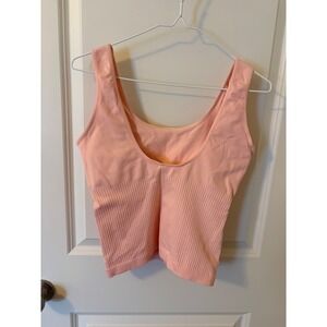 Nike Seamless Dri-FIT Cropped Tank Large Peach Pink | Pilates Gym Spring